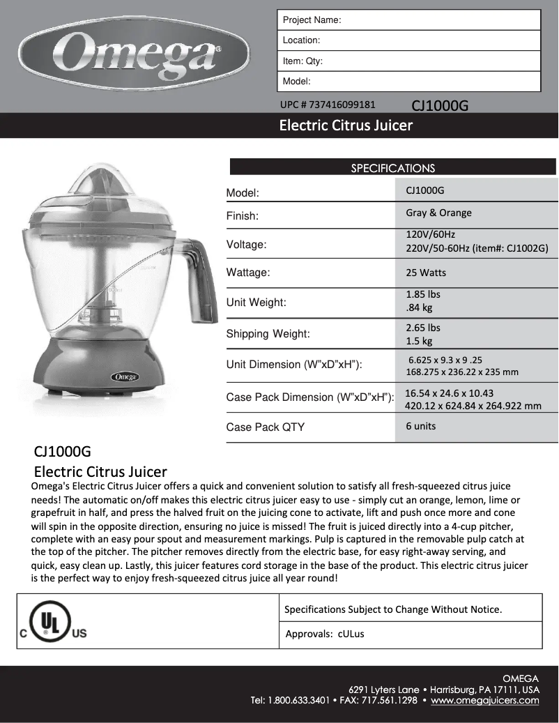 Página 1 del manual Manual de usuario Omega CJ1000