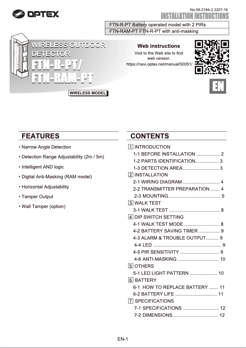 Imagen de la primera página del manual del dispositivo FTN-R