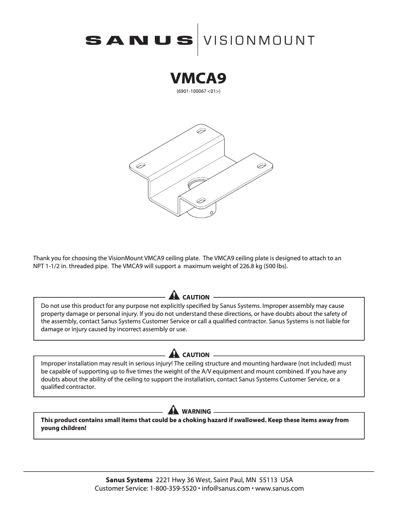Imagen de la primera página del manual del dispositivo VMCA9