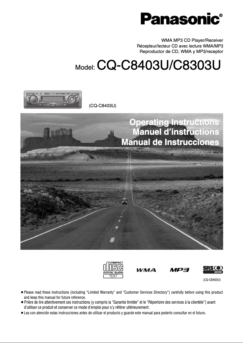 Página nº 1 - Manual de usuario Panasonic CQ-C8303U