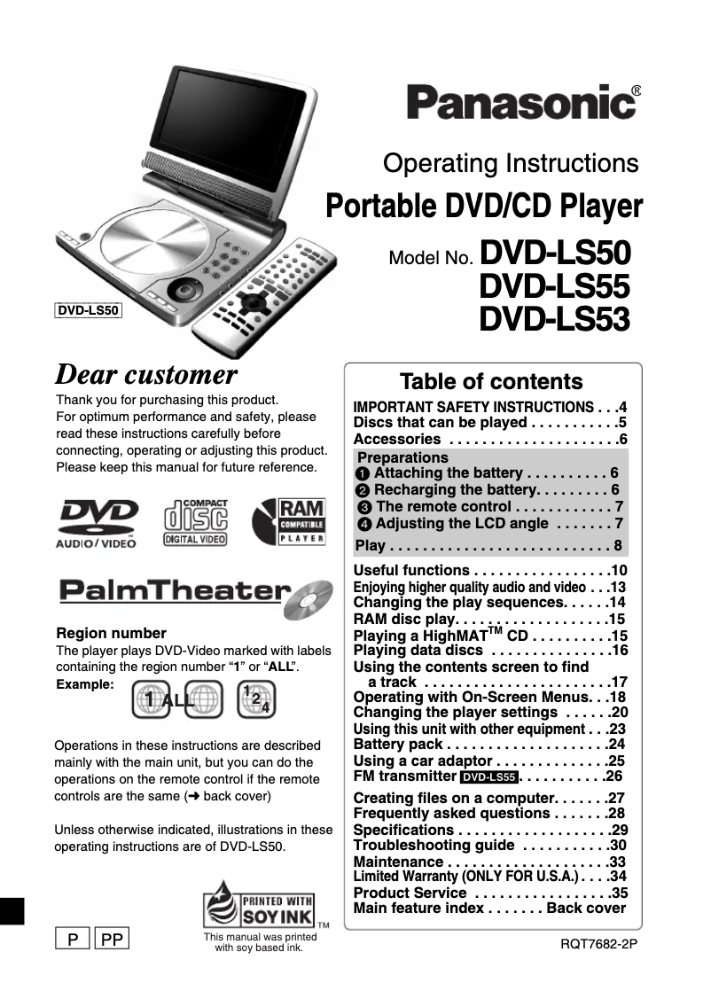 Imagen de la primera página del manual del dispositivo DVD-LS53