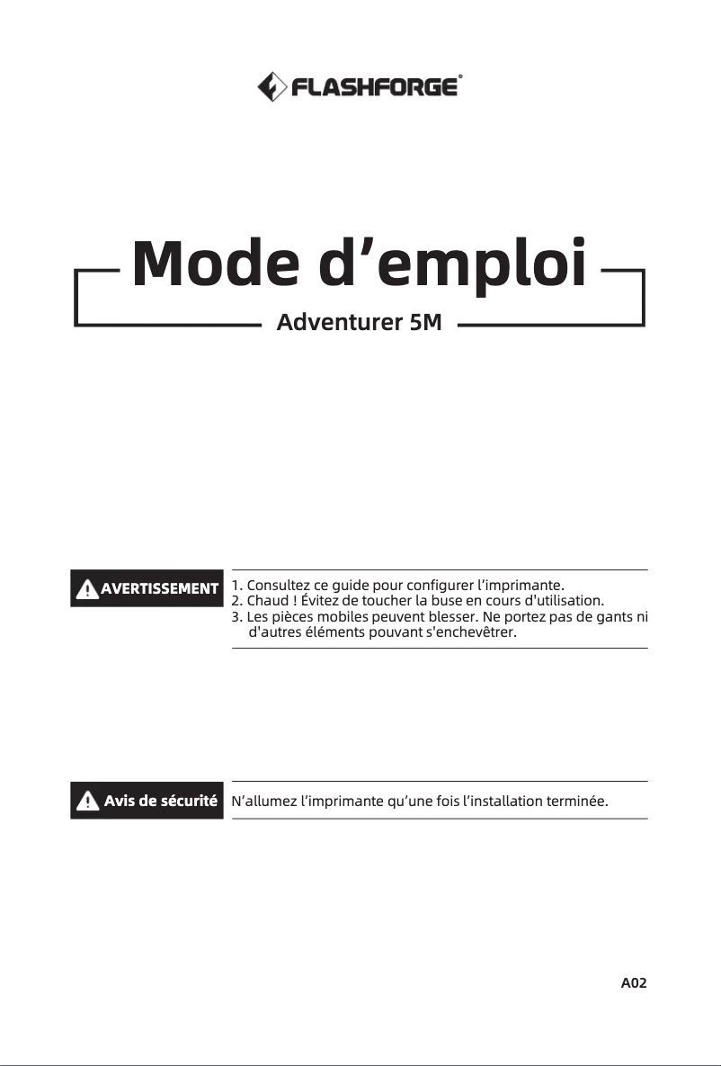 Imagen de la primera página del manual del dispositivo Adventurer 5M