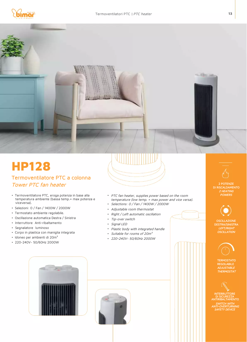 Página 1 del manual Ficha técnica Bimar HP128