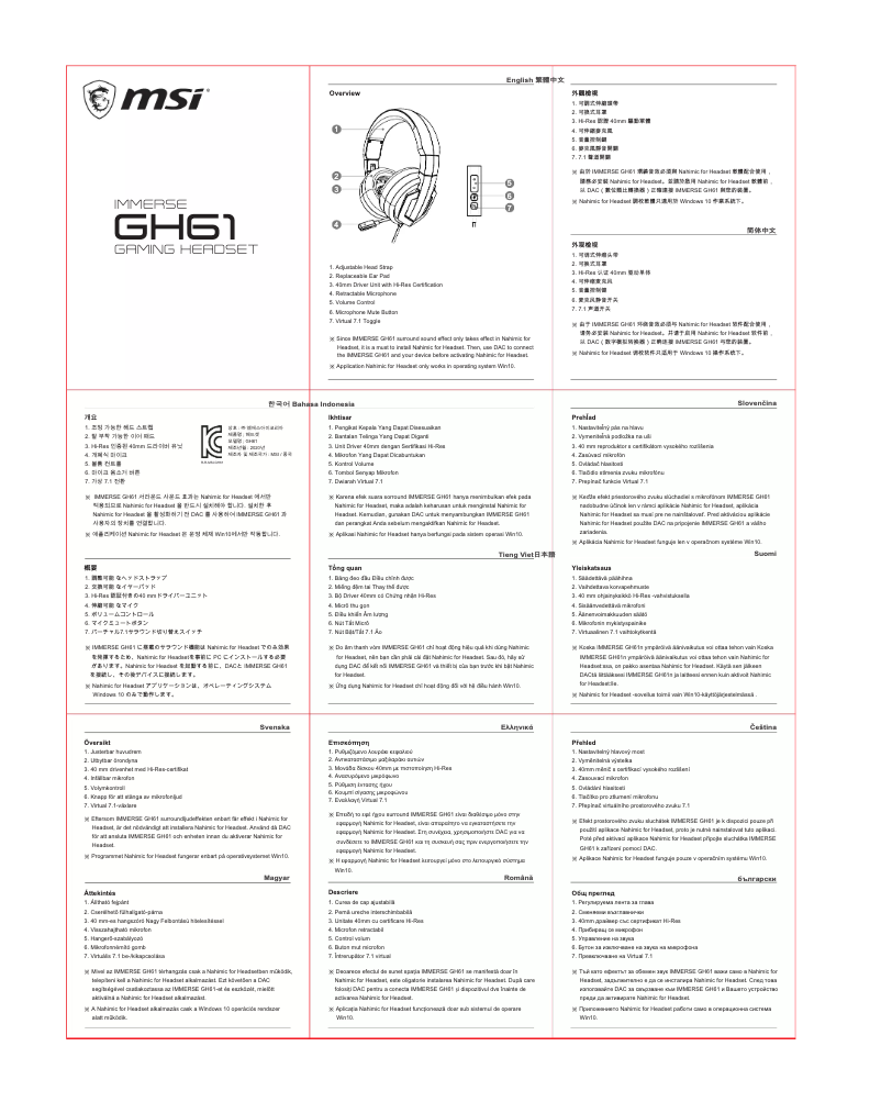 Imagen de la primera página del manual del dispositivo Immerse GH61