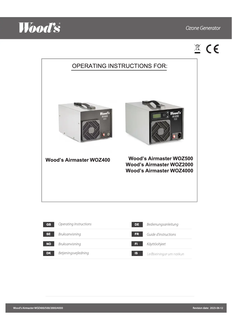 Imagen de la primera página del manual del dispositivo WOZ400