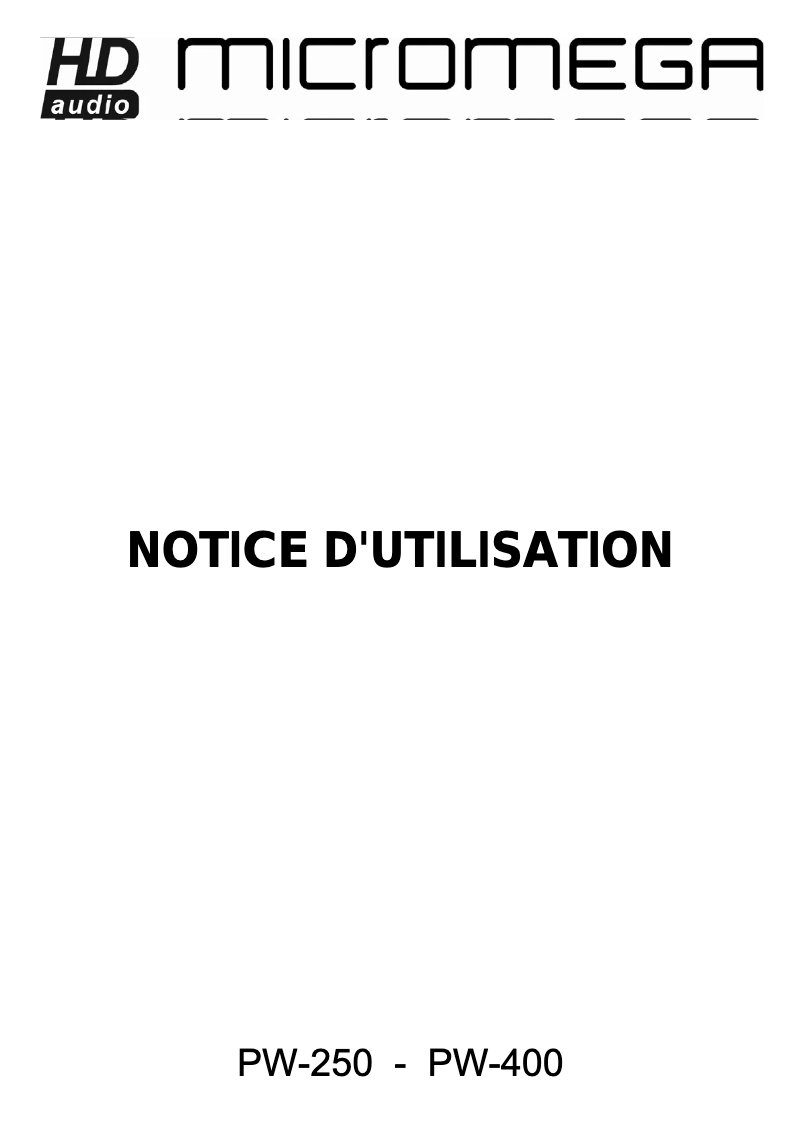 Página nº 1 - Manual de usuario Micromega PW-400