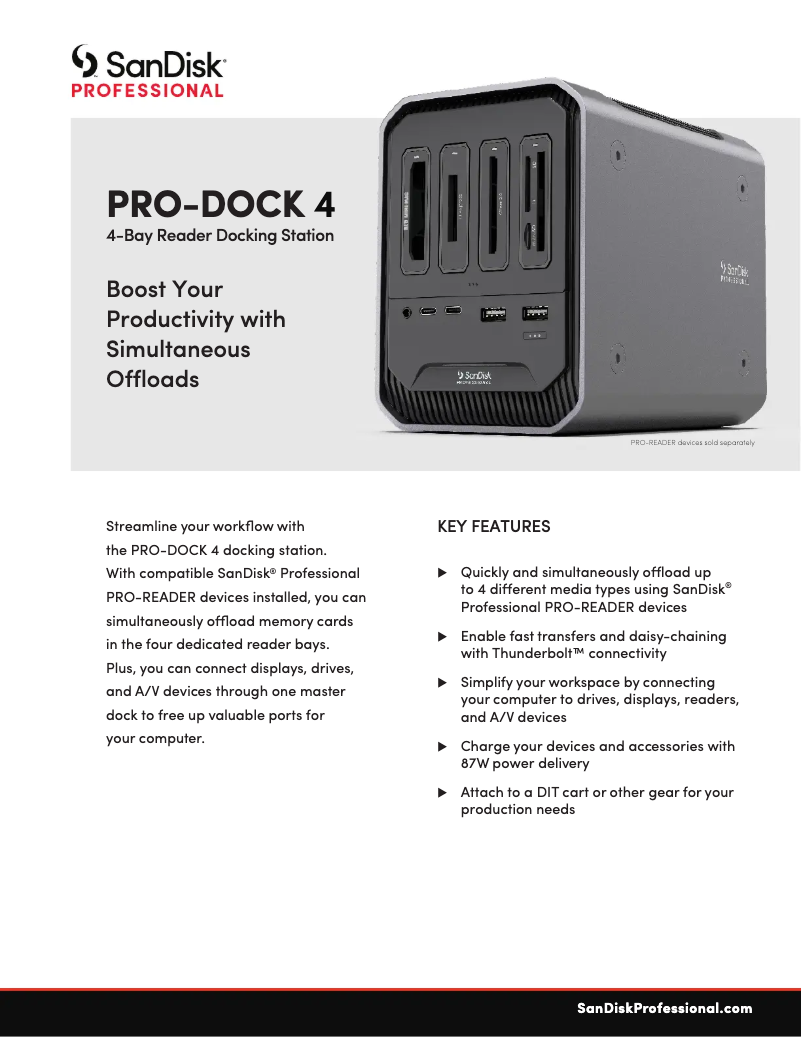 Página 1 del manual Ficha técnica Sandisk PRO-DOCK 4