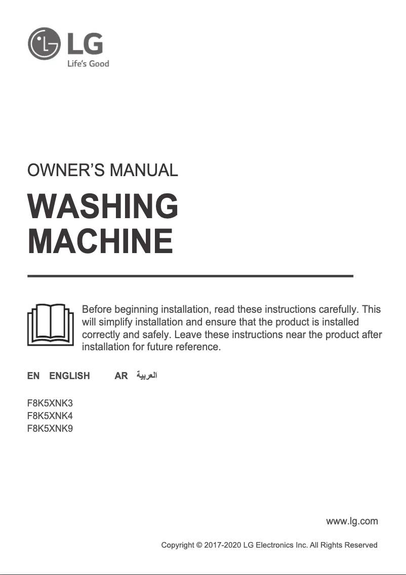 Página 1 del manual Manual de usuario LG F8K5XNK9