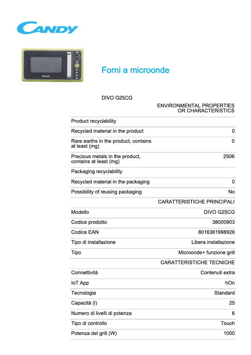 Imagen de la primera página del manual del dispositivo DIVO G25CG
