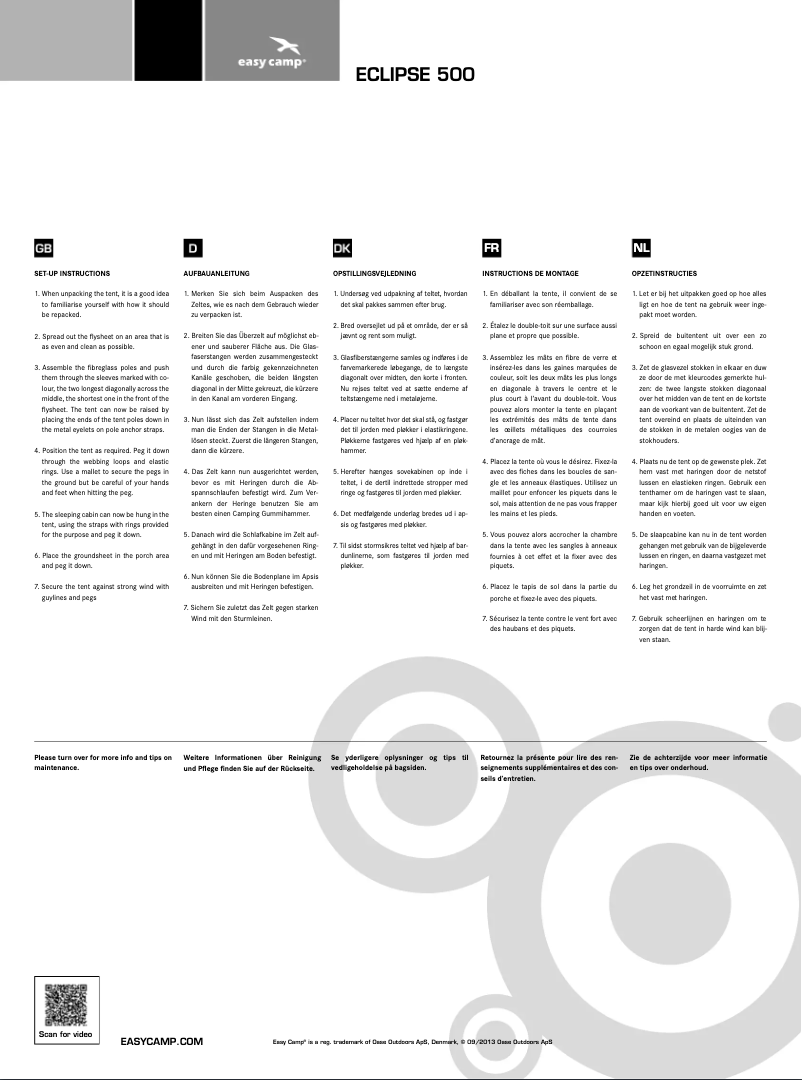 Página nº 1 - Manual de usuario Easy Camp Explorer Eclipse 500