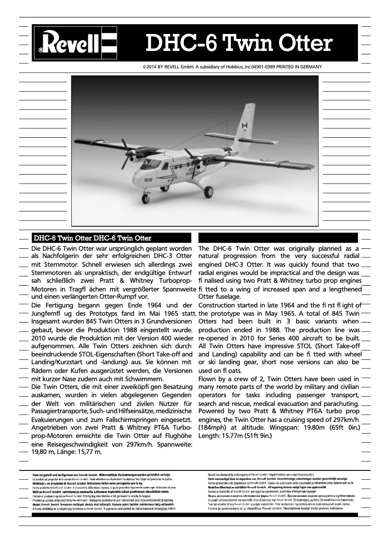 Página 1 del manual Manual de usuario Revell DHC-6 Twin Otter