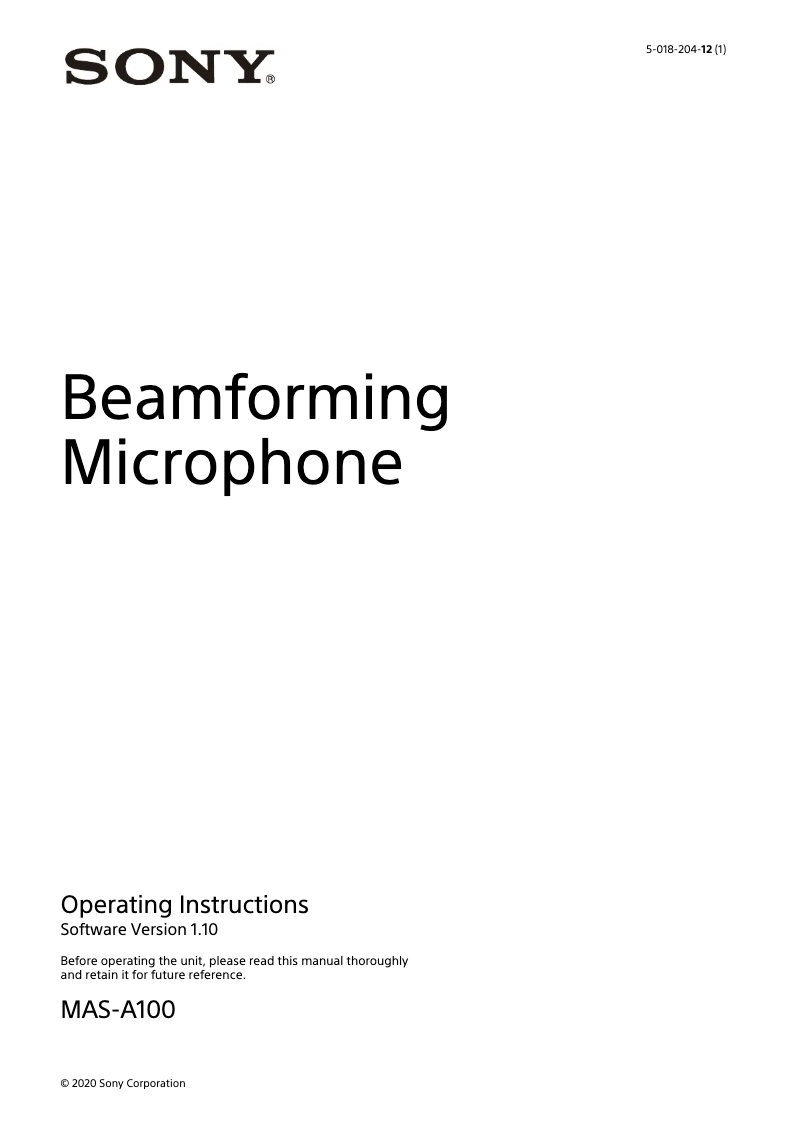 Imagen de la primera página del manual del dispositivo MAS-A100