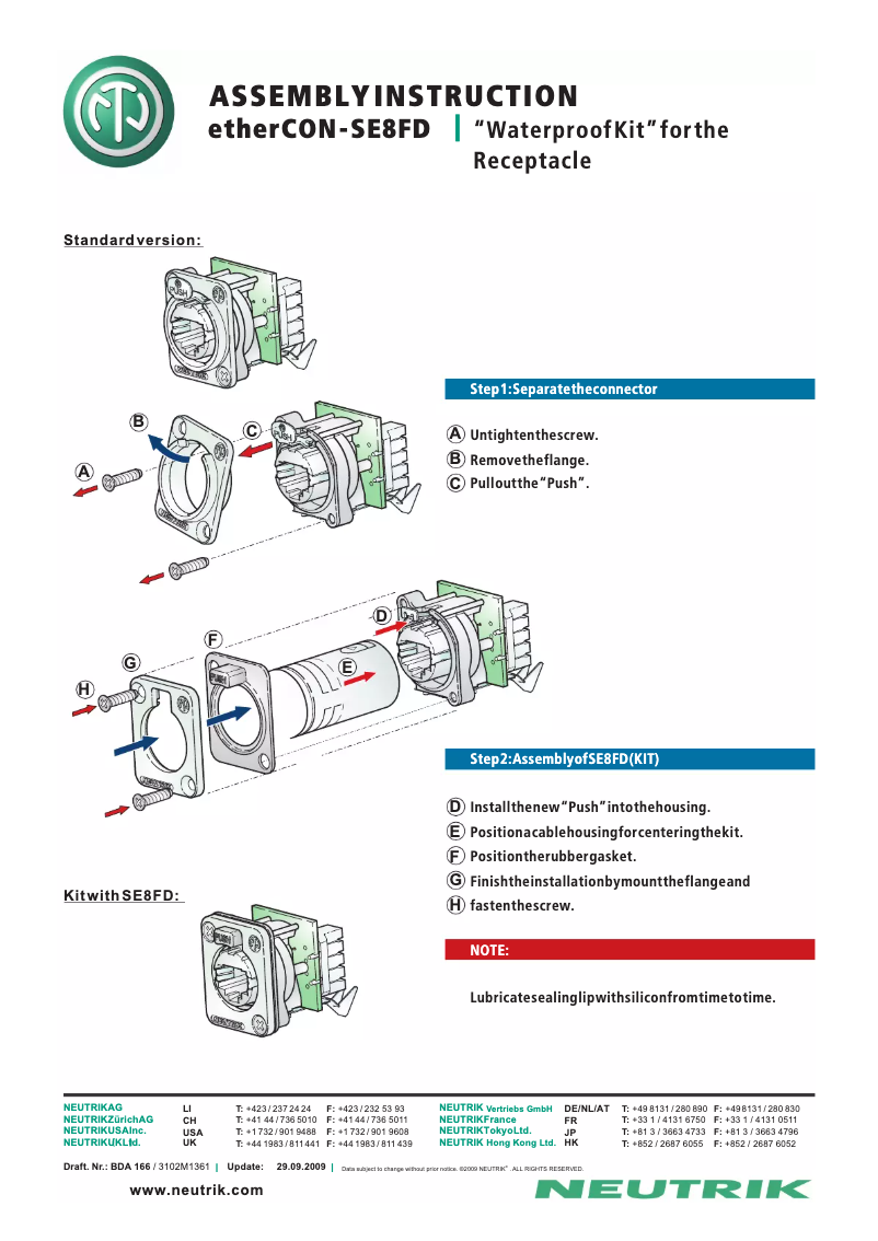 Imagen de la primera página del manual del dispositivo SE8FD