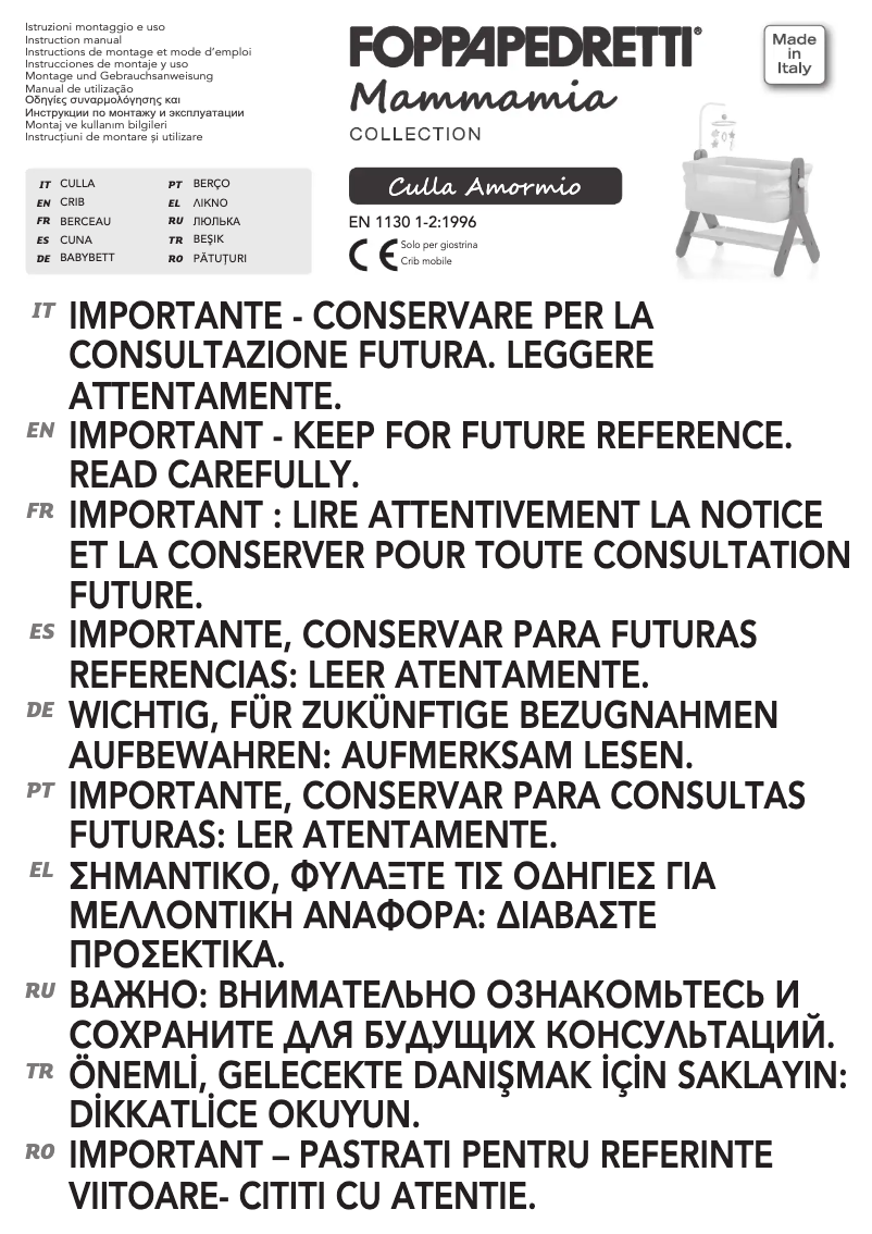 Página 1 del manual Manual de usuario Foppapedretti Amormio