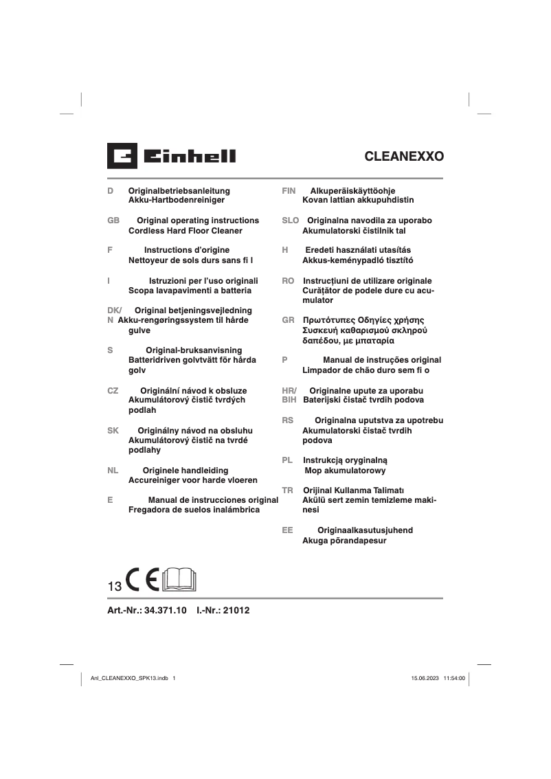Imagen de la primera página del manual del dispositivo Cleanexxo