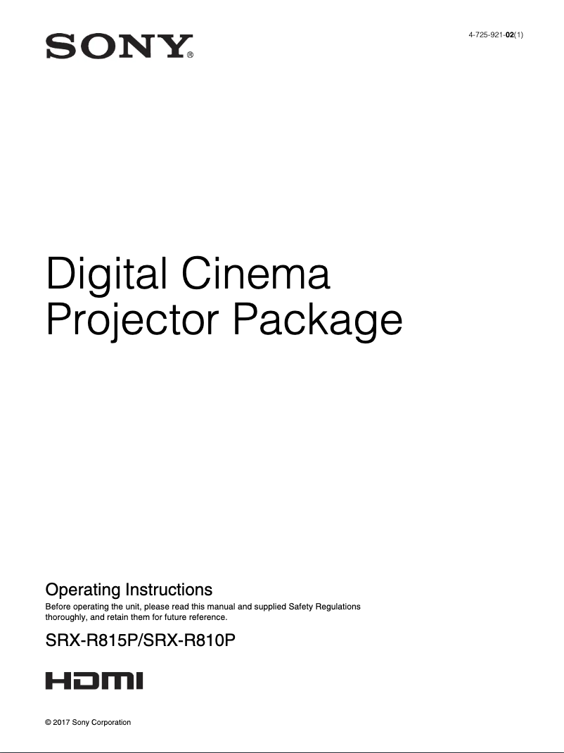 Imagen de la primera página del manual del dispositivo SRX-R815P