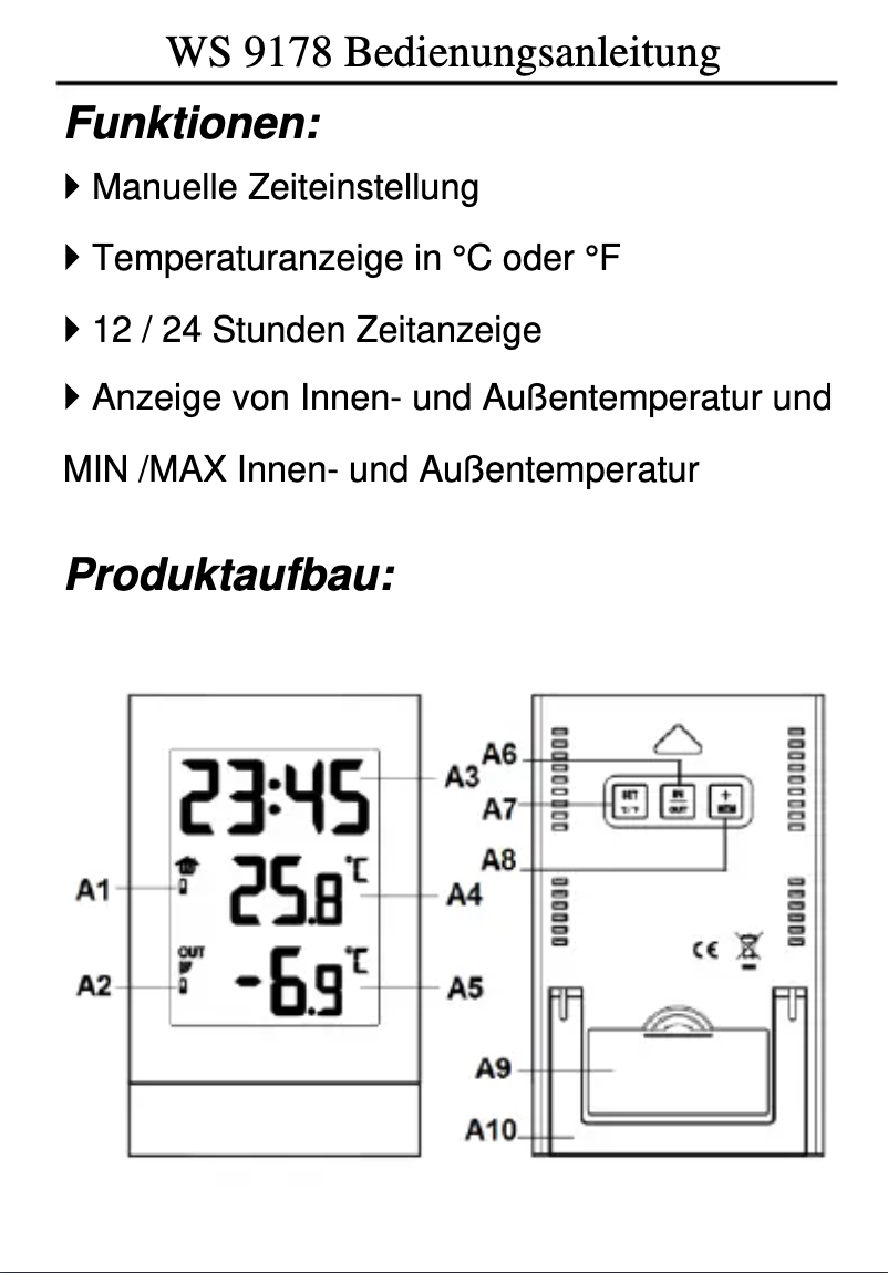 Imagen de la primera página del manual del dispositivo WS 9178
