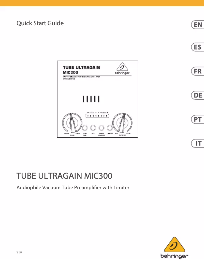 Imagen de la primera página del manual del dispositivo Tube Ultragain MIC300
