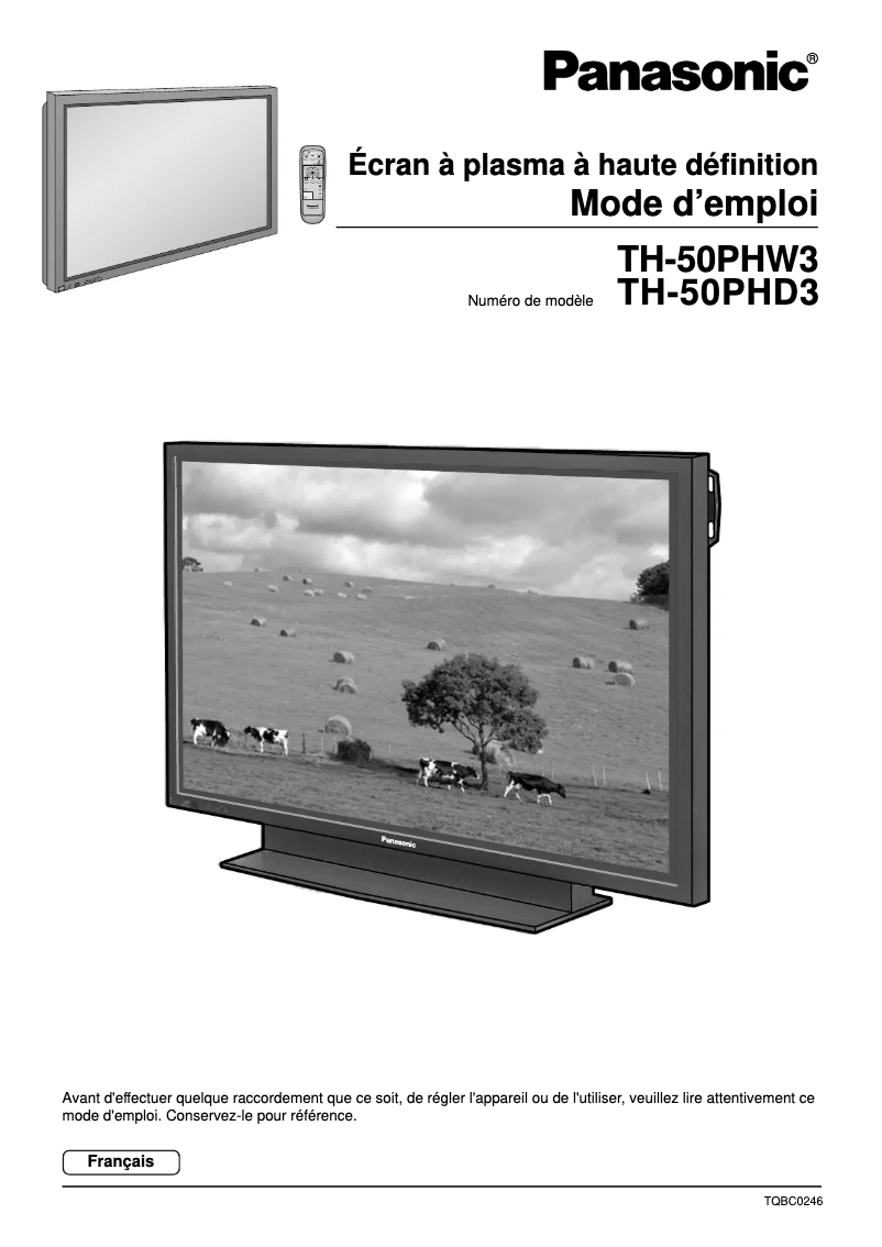 Imagen de la primera página del manual del dispositivo TH-50PHW3E