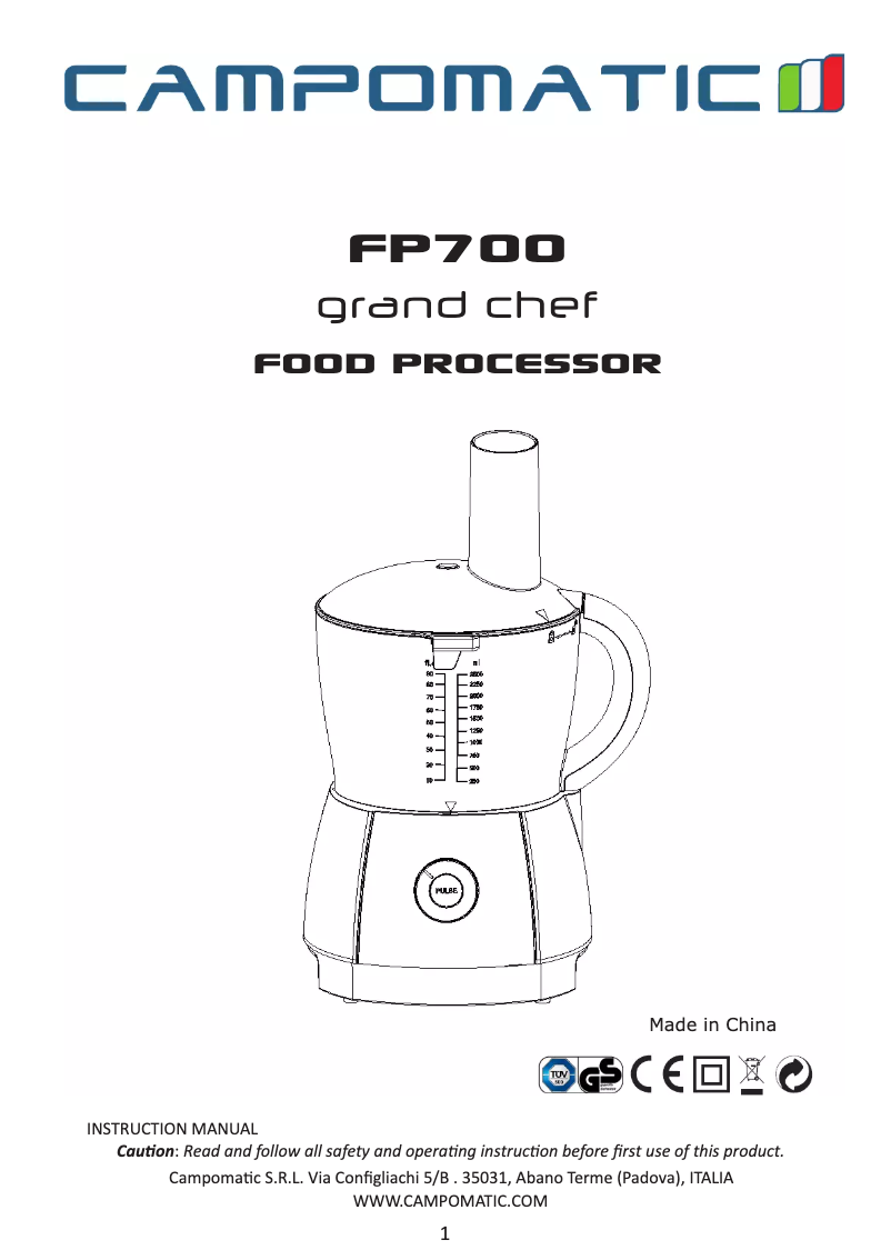 Imagen de la primera página del manual del dispositivo FP700