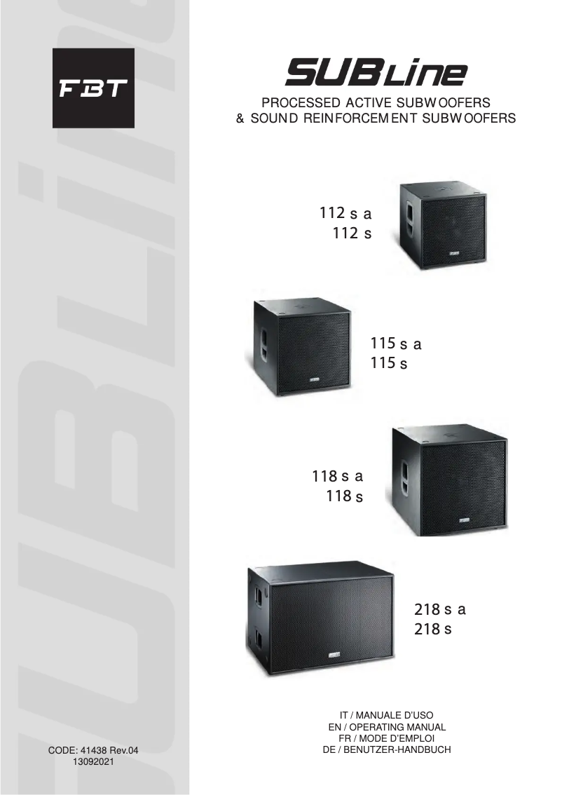 Imagen de la primera página del manual del dispositivo SUBLINE 112S