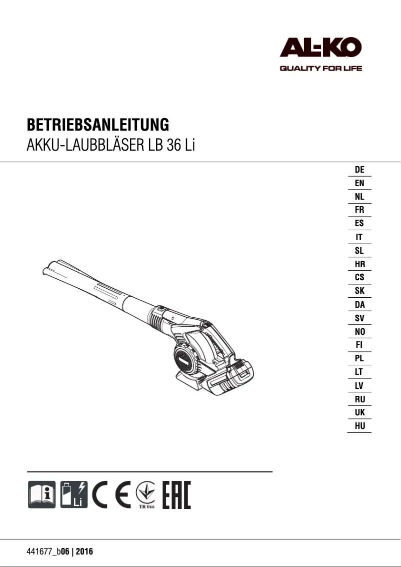 Página 1 del manual Manual de usuario AL-KO Energy Flex LB 36 Li