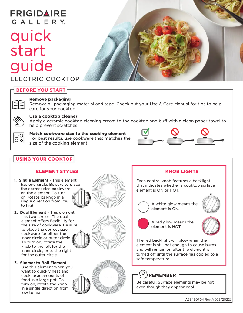 Página 1 del manual Guía de inicio rápido Frigidaire GCCE3070AD