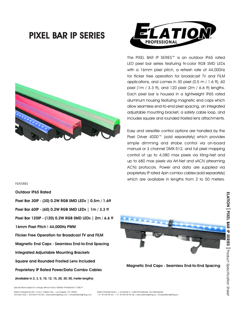 Imagen de la primera página del manual del dispositivo Pixel Bar 120IP