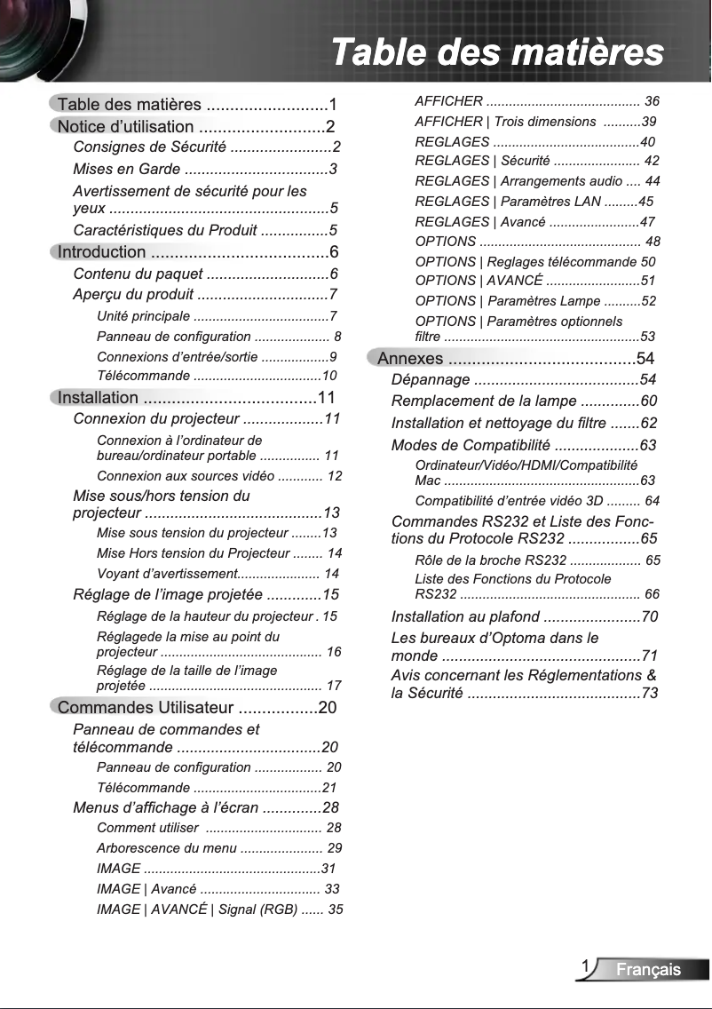 Página 1 del manual Manual de usuario Optoma W351