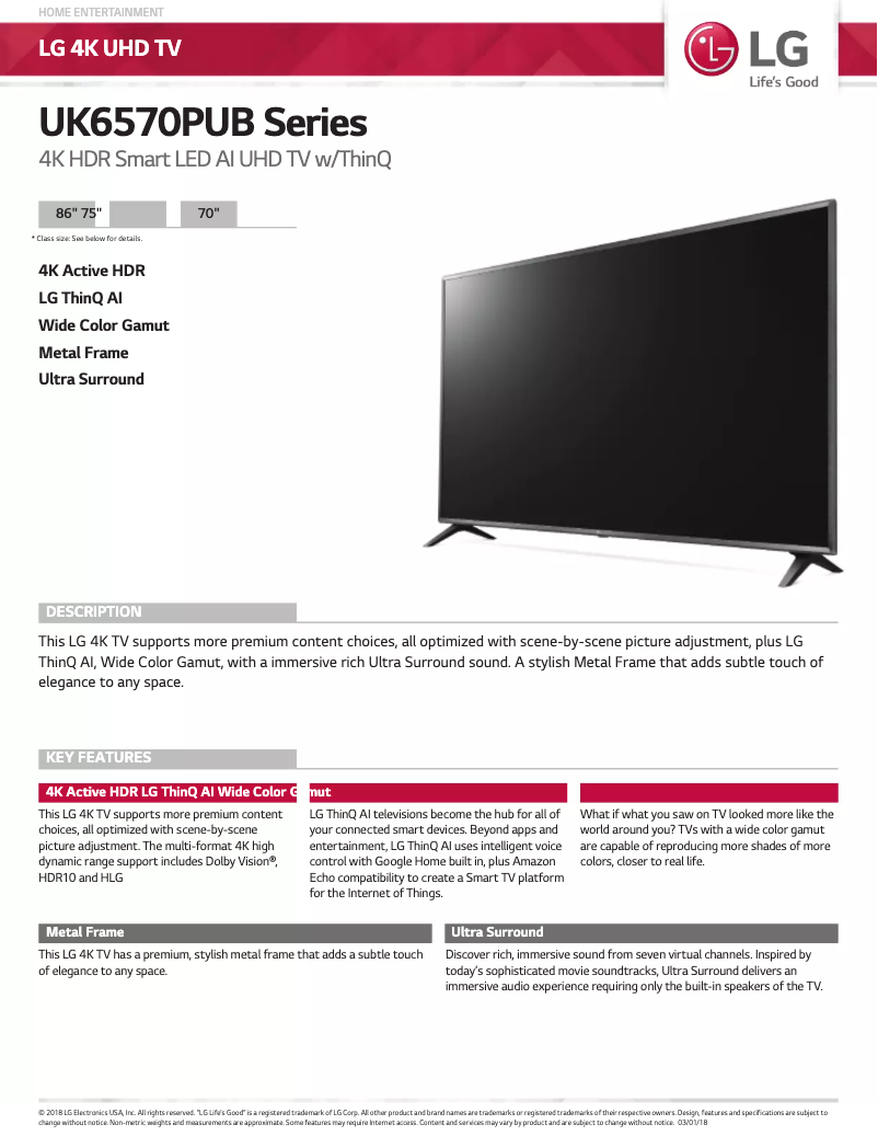 Imagen de la primera página del manual del dispositivo UK6570PUB