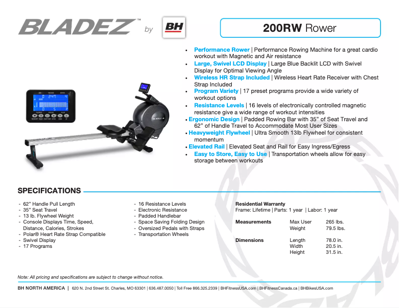 Página nº 1 - Ficha técnica Bladez 200RW