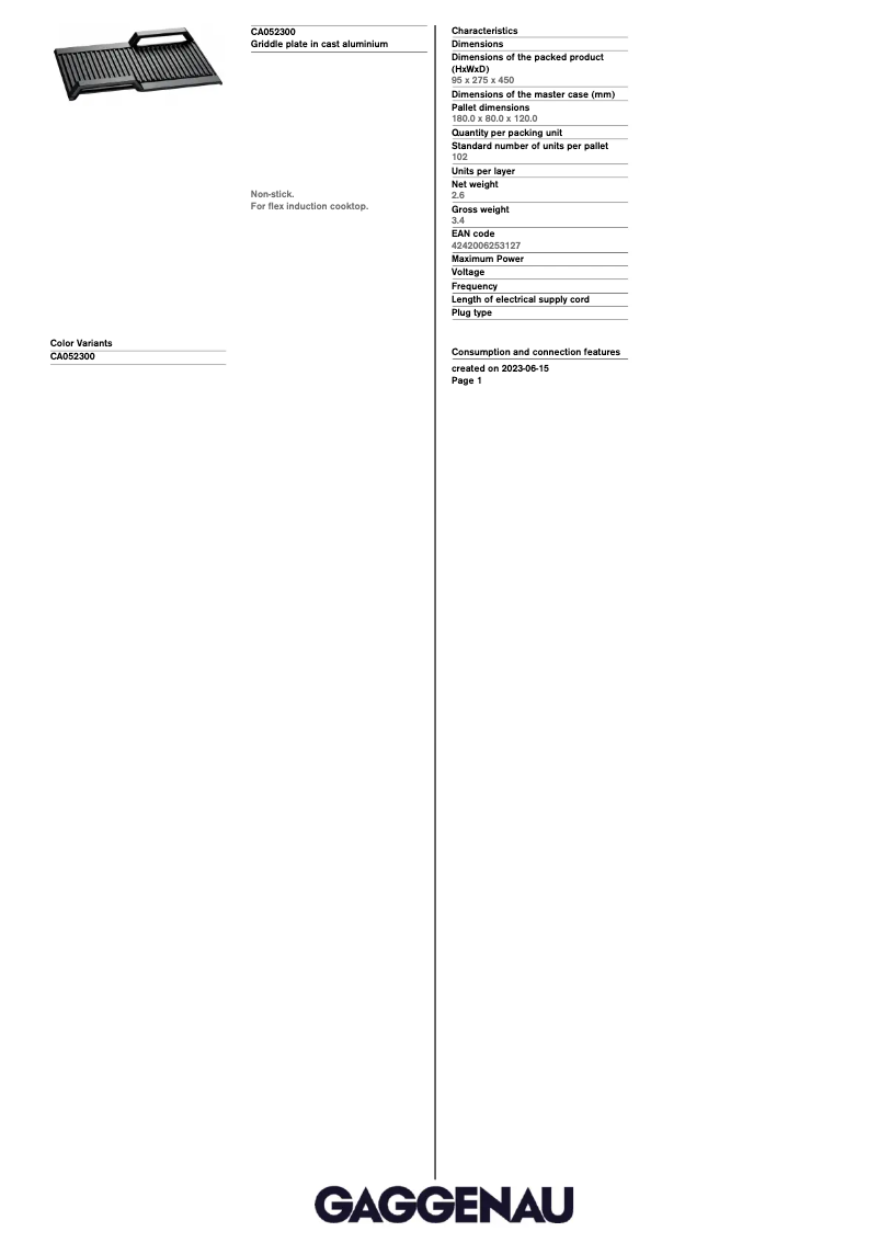 Imagen de la primera página del manual del dispositivo CA052300