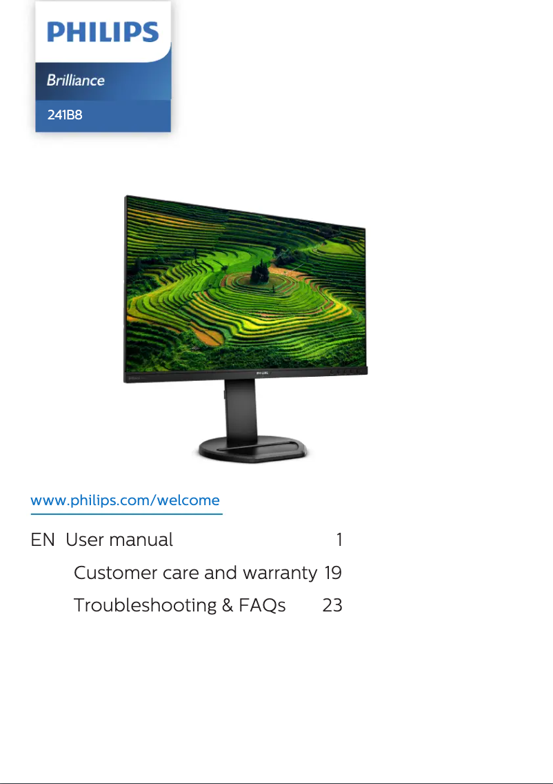 Imagen de la primera página del manual del dispositivo B Line 241B8QTAA