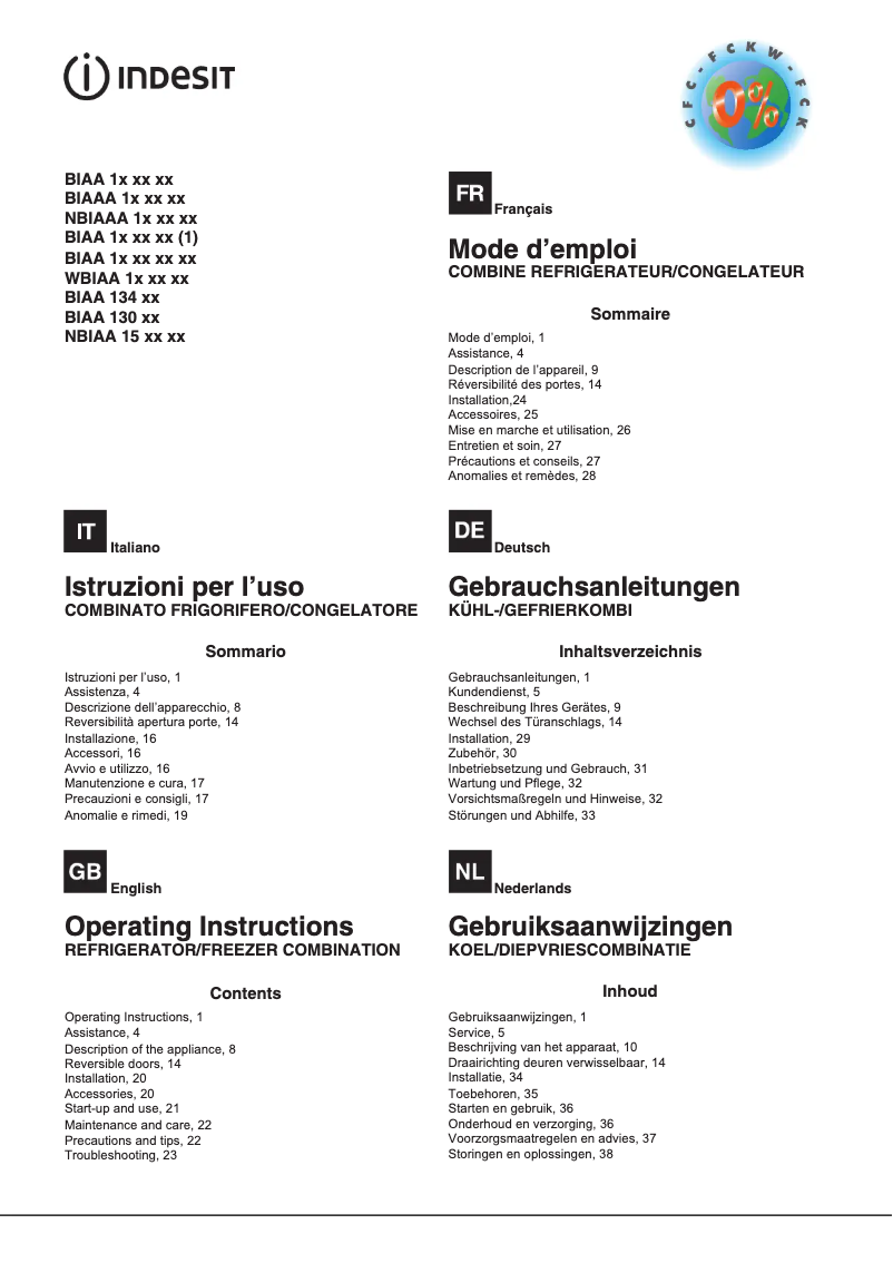 Imagen de la primera página del manual del dispositivo BIAA 13