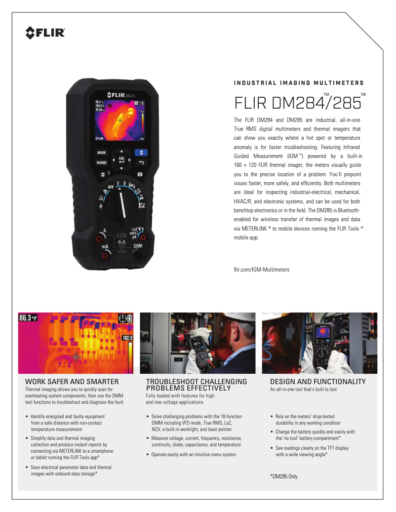 Página 1 del manual Ficha técnica FLIR DM285