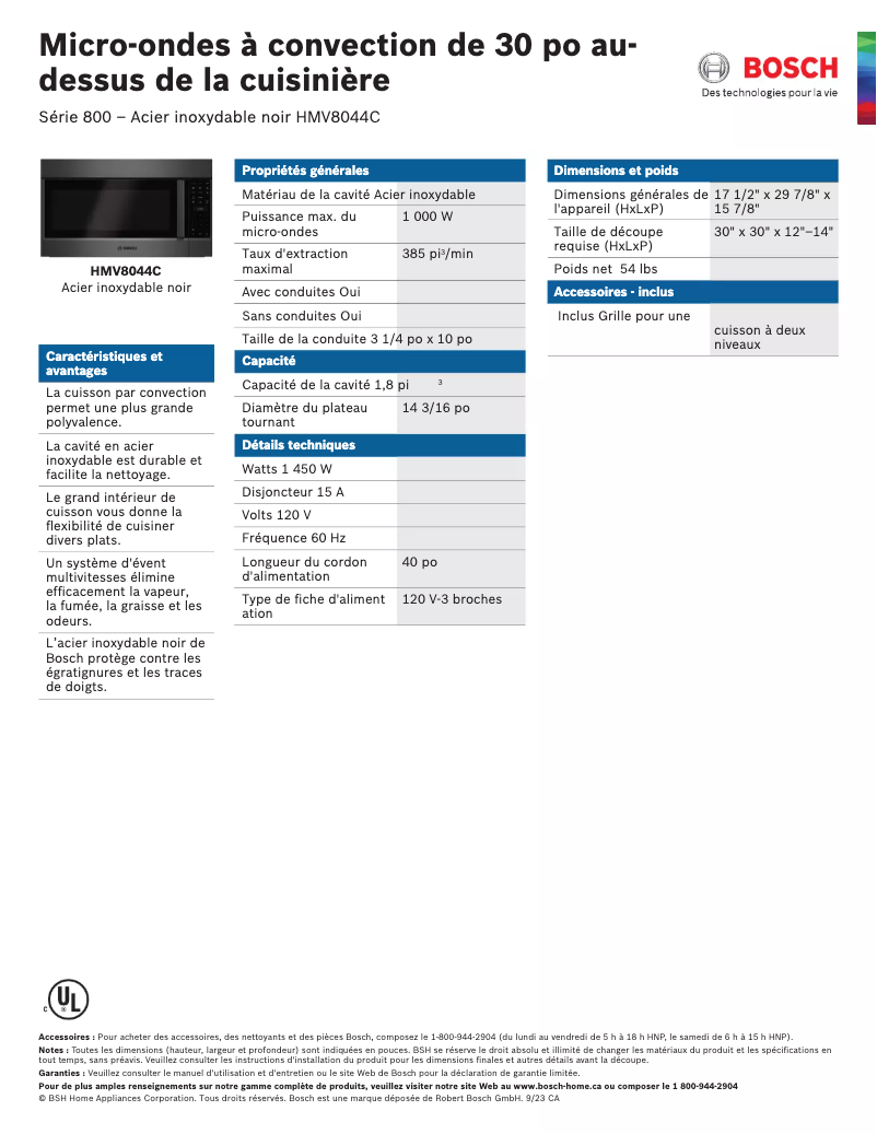 Página 1 del manual Ficha técnica Bosch HMV8044C