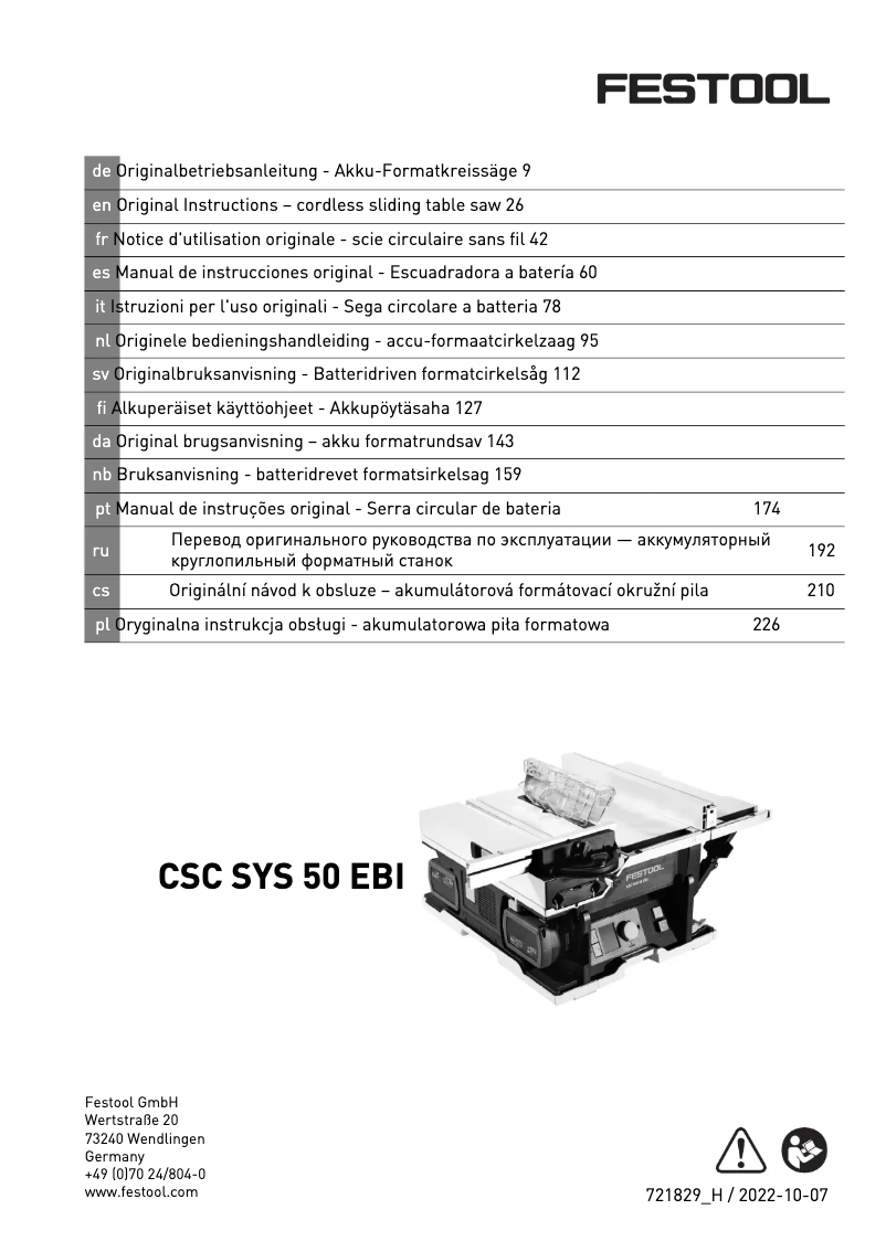 Imagen de la primera página del manual del dispositivo CSC SYS 50 EBI