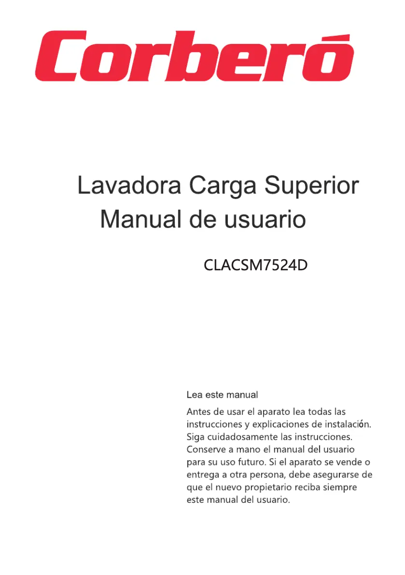 Página 1 del manual Manual de usuario Corbero CLACSM7524D