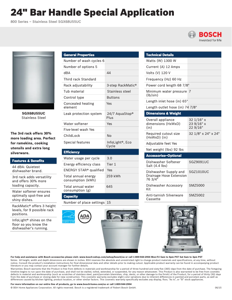Página nº 1 - Ficha técnica Bosch SGX68U5
