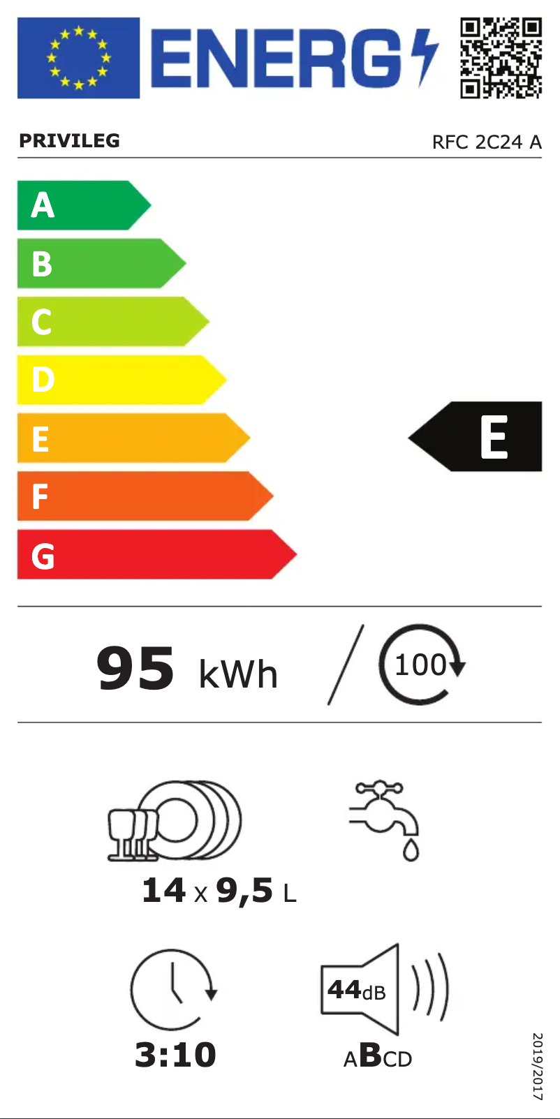 Página 1 del manual Etiqueta energética Privileg RFC 2C24 A