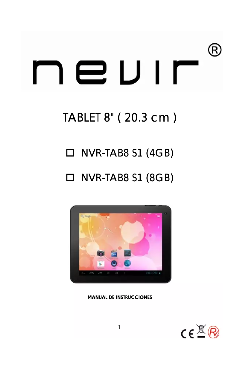 Imagen de la primera página del manual del dispositivo NVR-TAB8 S1 (4GB)