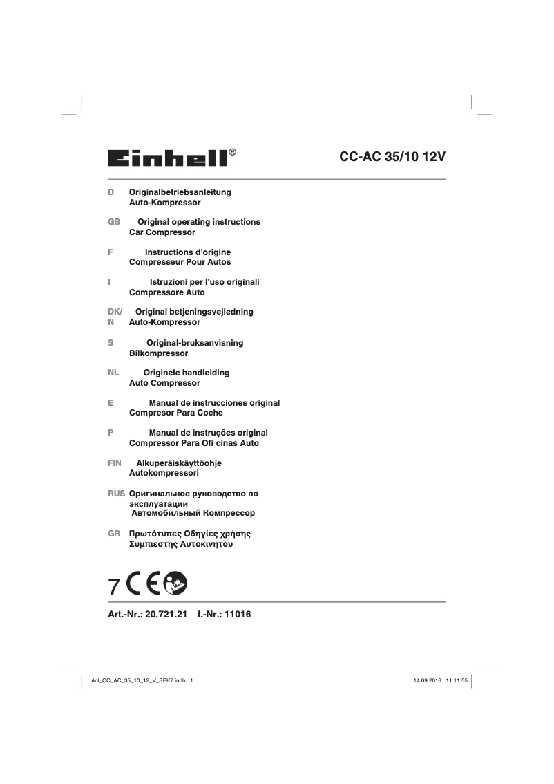 Página nº 1 - Manual de usuario Einhell CC-AC 35/10 12V