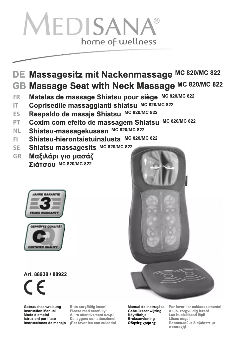 Página nº 1 - Manual de usuario Medisana Shiatsu MC 822