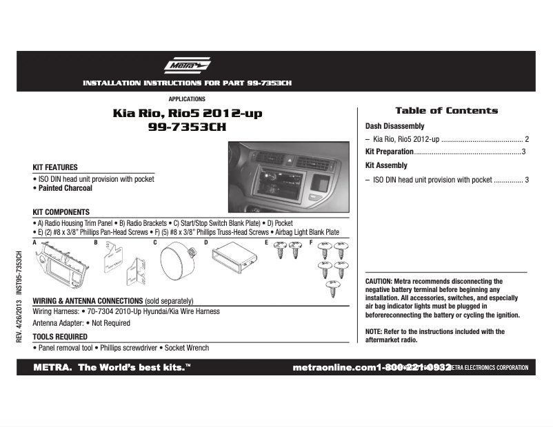 Imagen de la primera página del manual del dispositivo 99-7353CH