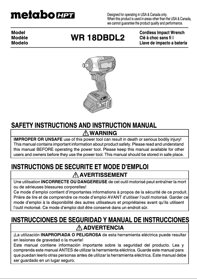Imagen de la primera página del manual del dispositivo WR18DBDL2