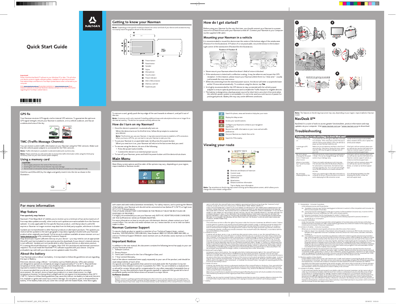 Página nº 1 - Guía de inicio rápido Navman EZY460MT