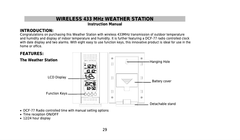 Imagen de la primera página del manual del dispositivo WS-7018S