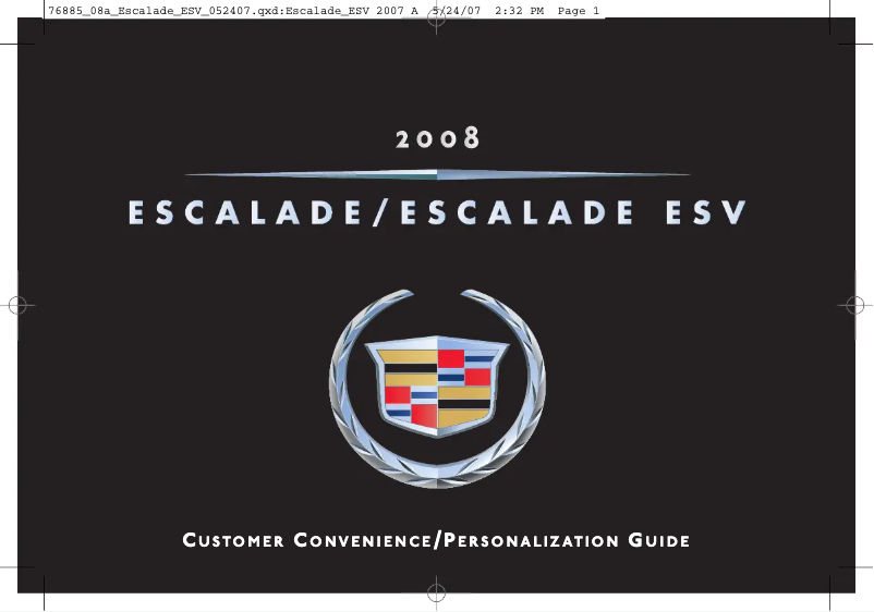 Imagen de la primera página del manual del dispositivo Escalade EXT (2008)