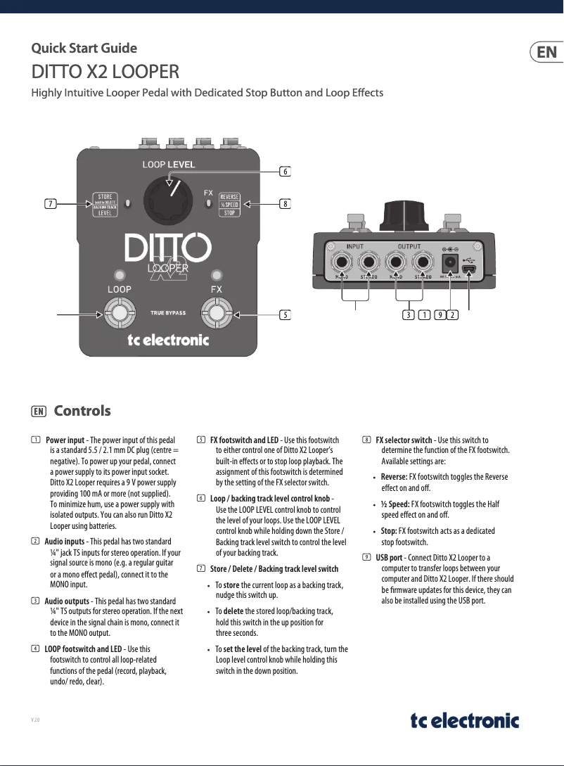 Página 1 del manual Manual de usuario TC Electronic Ditto X2 Looper