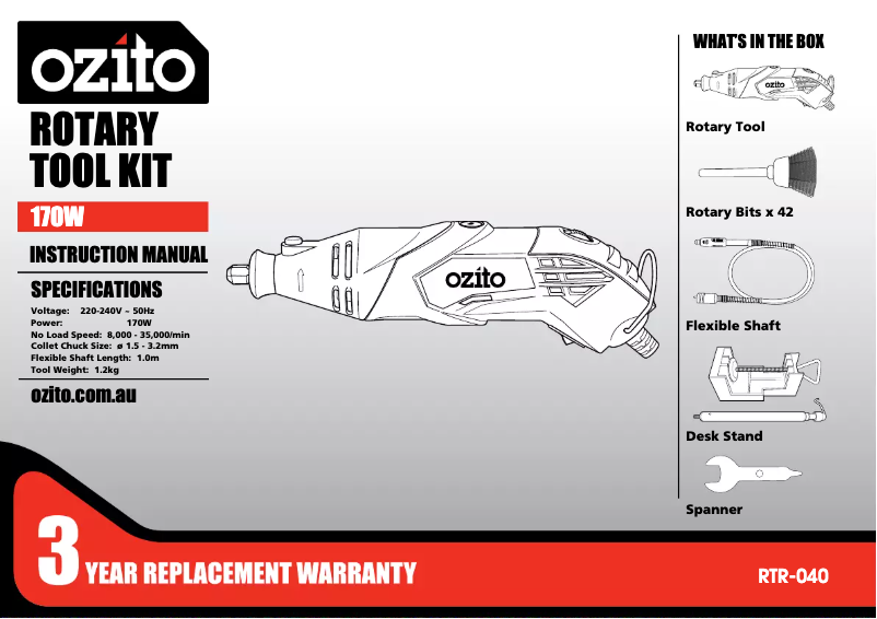 Página 1 del manual Manual de usuario Ozito RTR-040
